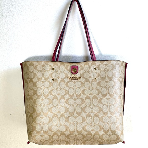 SOLD Coach Town Tote Pink Rose & Beige Signature Bag Purse F76637 - Picture 13 of 16